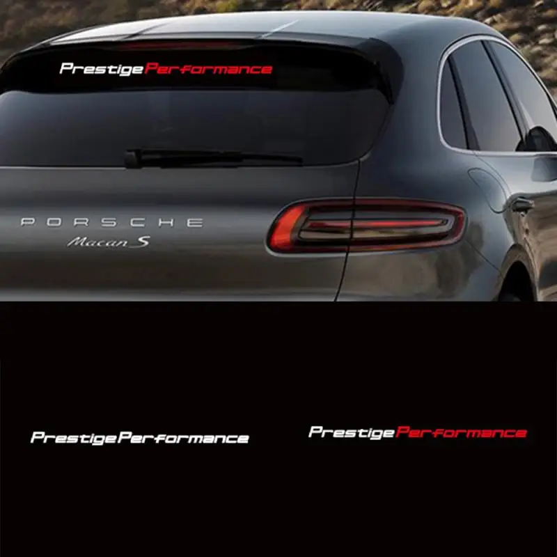 1ks Prestige Performance Graphics Car Sunshade Stickers Stripe Stripe Černé sklo písma čelné sklo nálepky automatické športové štýl Universal