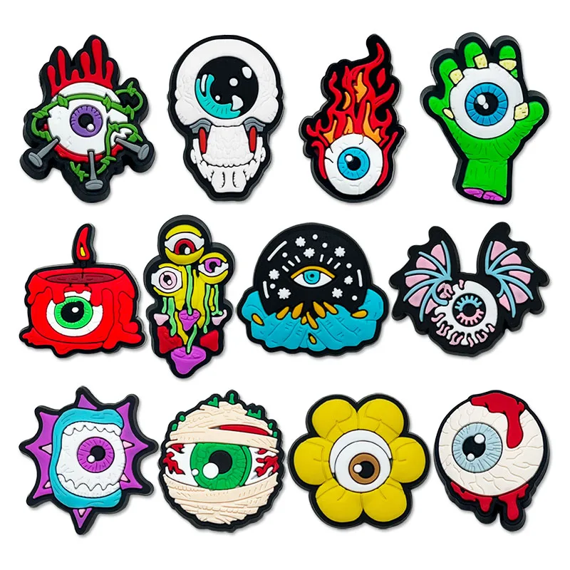 1ks PVC Evil Eyes Shoe Charms Pin Decoration for Crocs Shoe Accessories kúzla náramok náramok náramok pre deti Dospelé darčeky