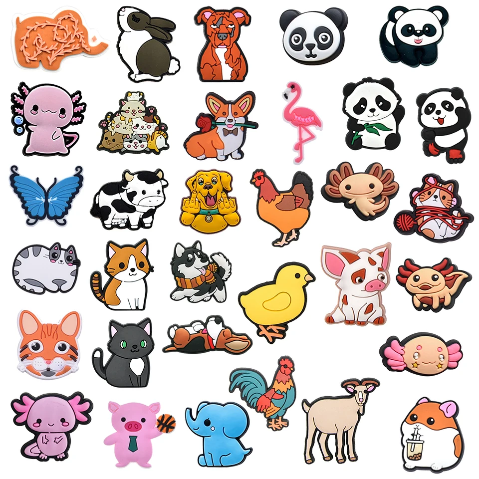 1ks PVC roztomilé kreslené zvieracie topánky pre šarmy pre Crocs Fit náramky kawaii ošípané psie mačka s dierkami dekorácie Doplnky obuvi topánky