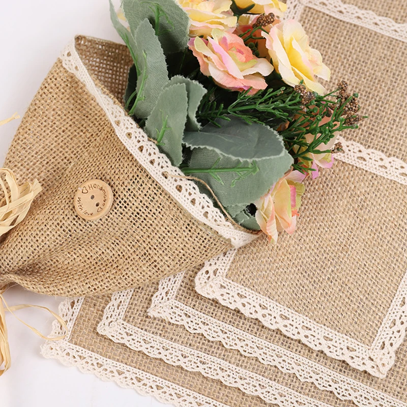 1ks pytlové stolové stoly Mats Lace Placemats Súpravy Prírodná tkaná tkané riady Svadobné večierky Dodávka pre kávové čajové vankúšiky Domáce dekorácie