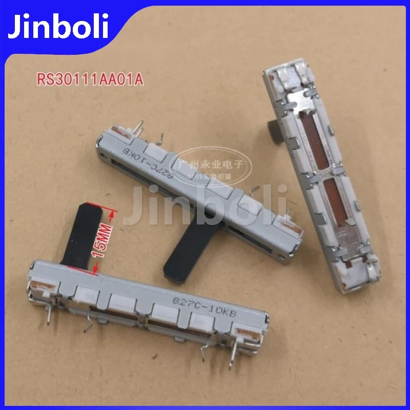 1ks RS30111AA01A 45 mm rovný posúvač Potentiometer rezistor B10K 3pins Mixer Objem Objem Fader 10 kb ohm Dĺžka rukoväte 15 mm