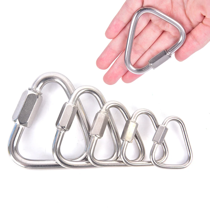 1ks trojuholník karabiner z nehrdzavejúcej ocele Keychain Snap Clip Clip Hook Skrutka Skrutka zámok Nový príchod