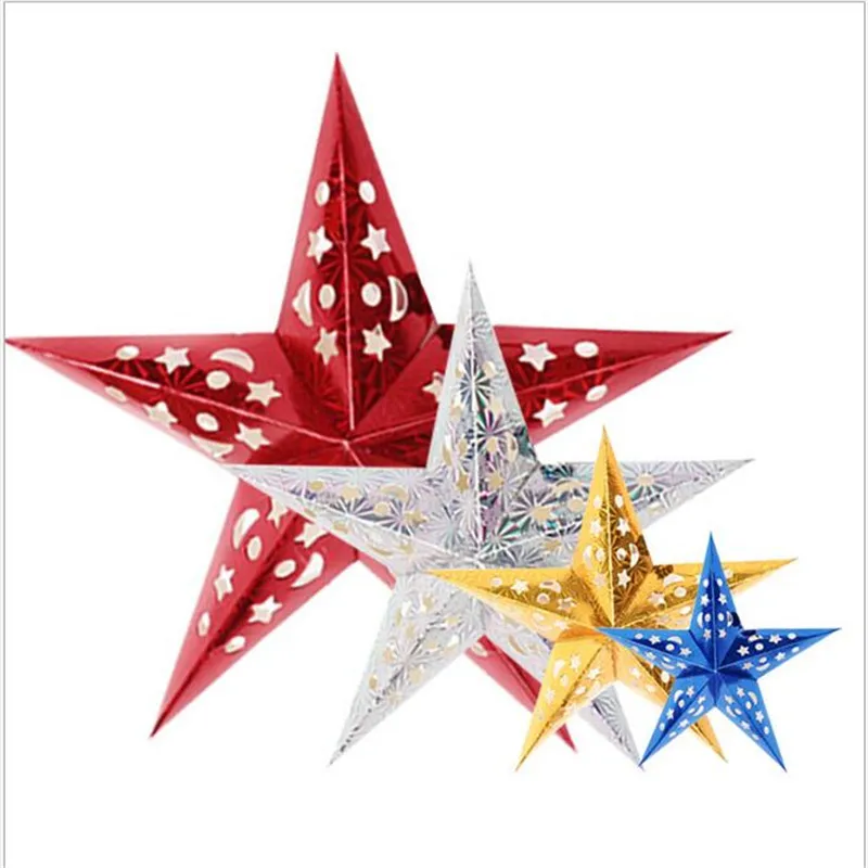 1ks vianočná dekorácia pre domáci laserový papier vianočná hviezda zavesenie ornament Trojrozmerné ozdoby slávnostné dekorácie
