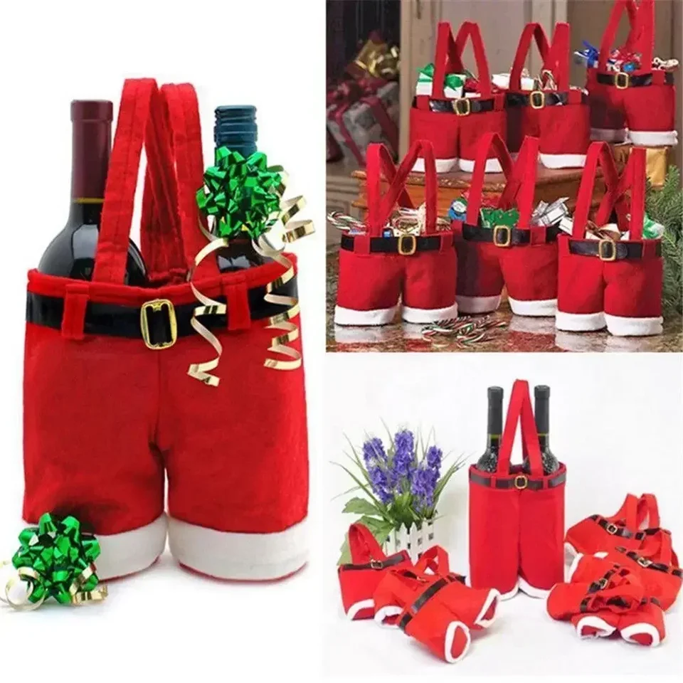 1ks vianočné Buckram santa nohavice taška veľká kabelka Candy Wine Darček vianočný dekor Cheer