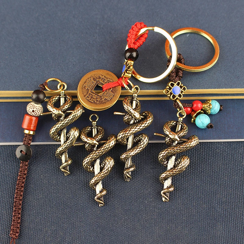 1ks vintage mosadzný had hák kľúča prívesok módne autá Keyring BAG kúzla jemné remeselné doplnky darček