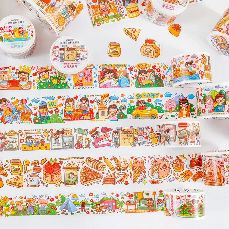 1ks špeciálne olejové maskovanie umývacej pásky Kawaii FAT Planet Figure Food Ruka Účet DIY DECORÁCIA Japonské nálepky