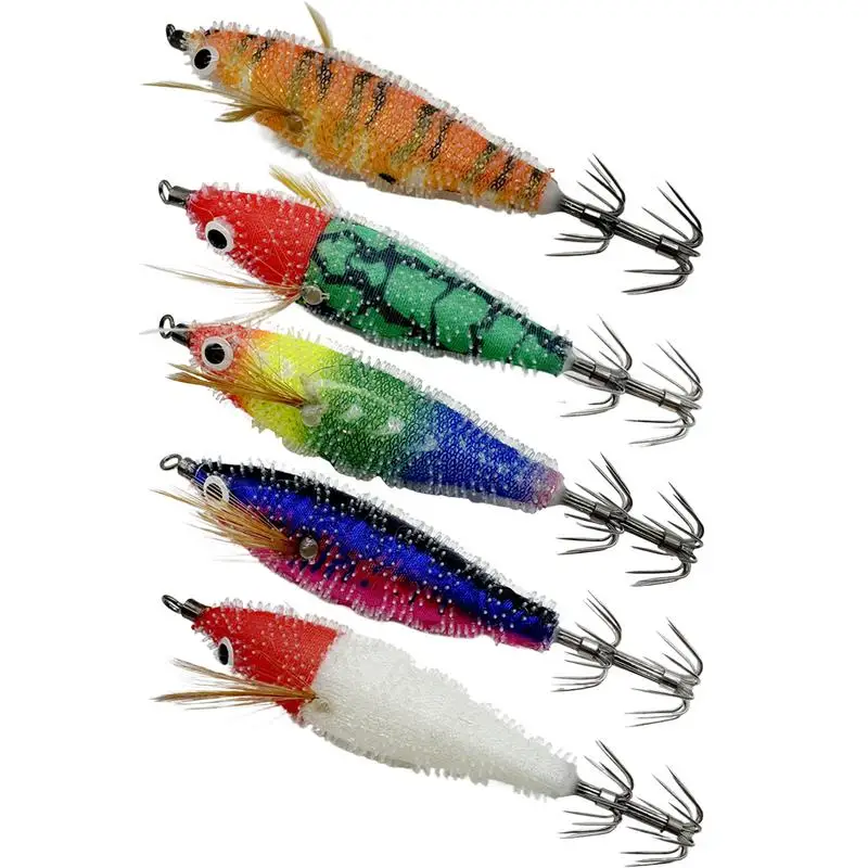 1ks žiarivé chobotnice Jigs Krewn Hook 3D rybárske návnady drevené bion-ic krevety návnady rybárske návnady pre slanú vodu 7,5 cm