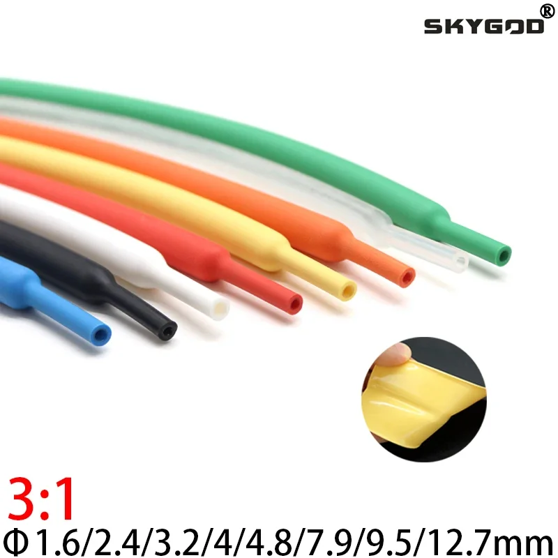 1M 1,6/2,4/3,2/4,8/6,4/7.9/9,5/12,7 mm Duálna stena Teplo zmrysokou trubicou Hrubé lepidlo 3: 1 Zmršťovateľné hadičky Adhézne lemované drôtové súpravy