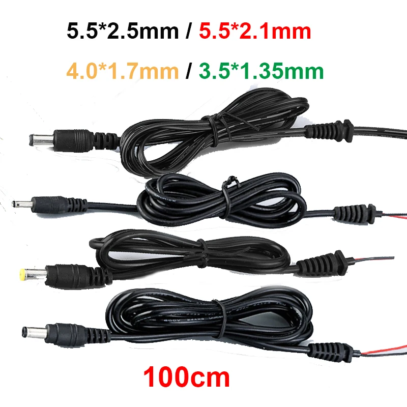 1m 2pinový adaptér výstupný kábel napájacieho adaptéra DC DC MAŽNÝ KABNÁL KABNÁNA 5,5*2,5 mm/2,1 mm 4,0*1,7 mm 3,5*1,35 mm OPRAVNÝ KÁVER