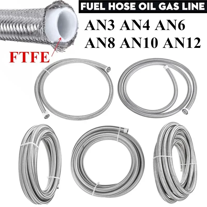 1m/3m/4m/6m AN3 AN4 AN6 AN8 AN10 Racing Hades 304 Nerezová oceľ Boped PTFE Brzdenie Hadica E85 Vykurovací olej Olej Olej Olej Hadica Hadica Rúrky