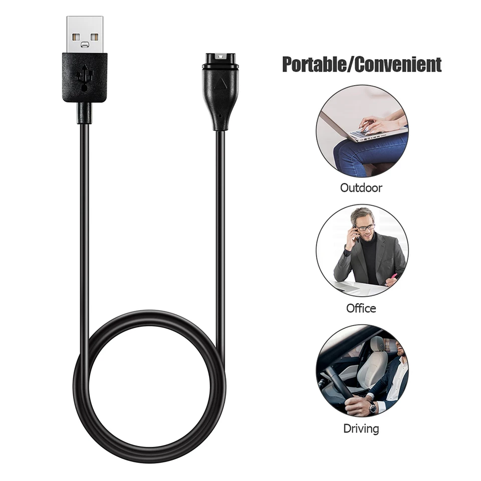 1M USB nabíjačka na nabíjačku káblov pre Garmin Fenix ​​6s 6 5 plus 5x VivoActive 3 kompatibilné s garminActive vivoactive 4