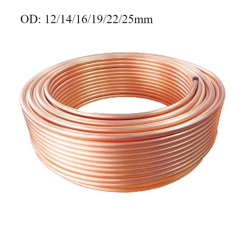 1METER MIESKA COIL Medená trubica OD 12/14/16/12/22/22/22/25 mm T2 Červená meďná hadička klimatizácia Chladenie kapilárneho drôtu