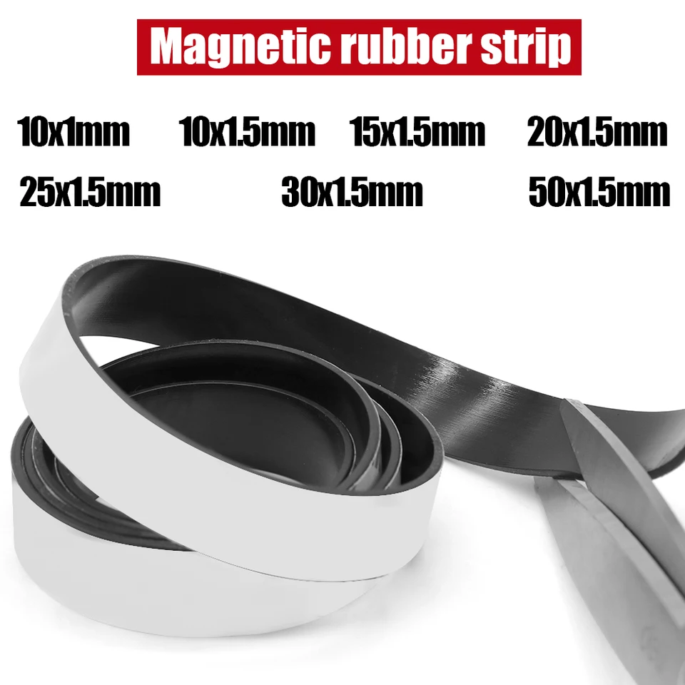 1Meter Self Adhesive Magnetic Tape Gum Gum Magnet páska Silný pružný magnet pruh pre chladničky Photo Plagáty 39.37 palca