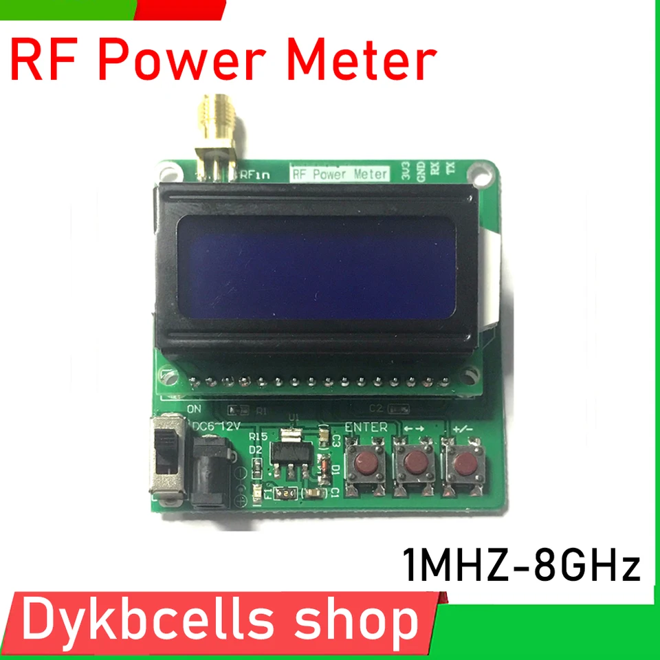 1MHz-8000MHz RF Power Meter Digital Display RF Attenuation Hodnota pri útlme DB AMP pre bezdrôtový zosilňovač HAM