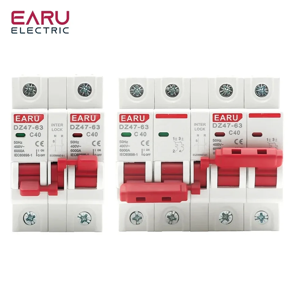 1p+1p 2p+2p mts AC s dvojitým napájacím manuálom prenosu zakladací obvod obvodu DIN Rail Izolačný spínač discouningu MCB 40A 63A