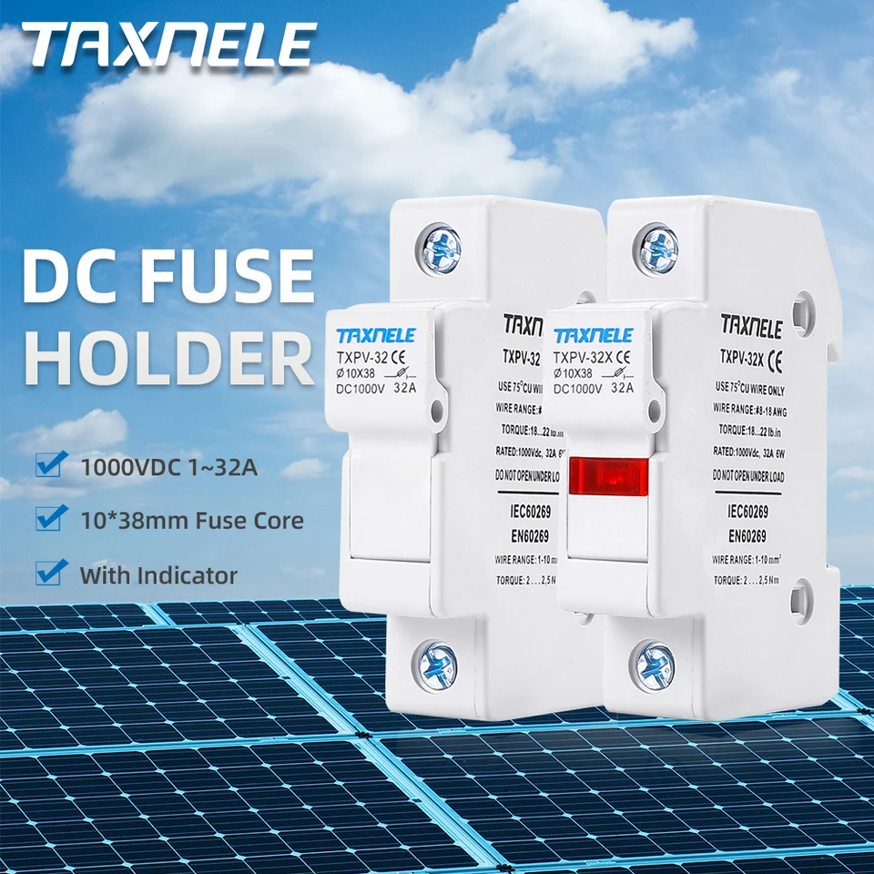 1p držiaky poistky DC Solárne PV 10*38 mm DC 1000V Základná základňa Solárna fotovoltaická ochrana systému Short Circuit Protector GPV