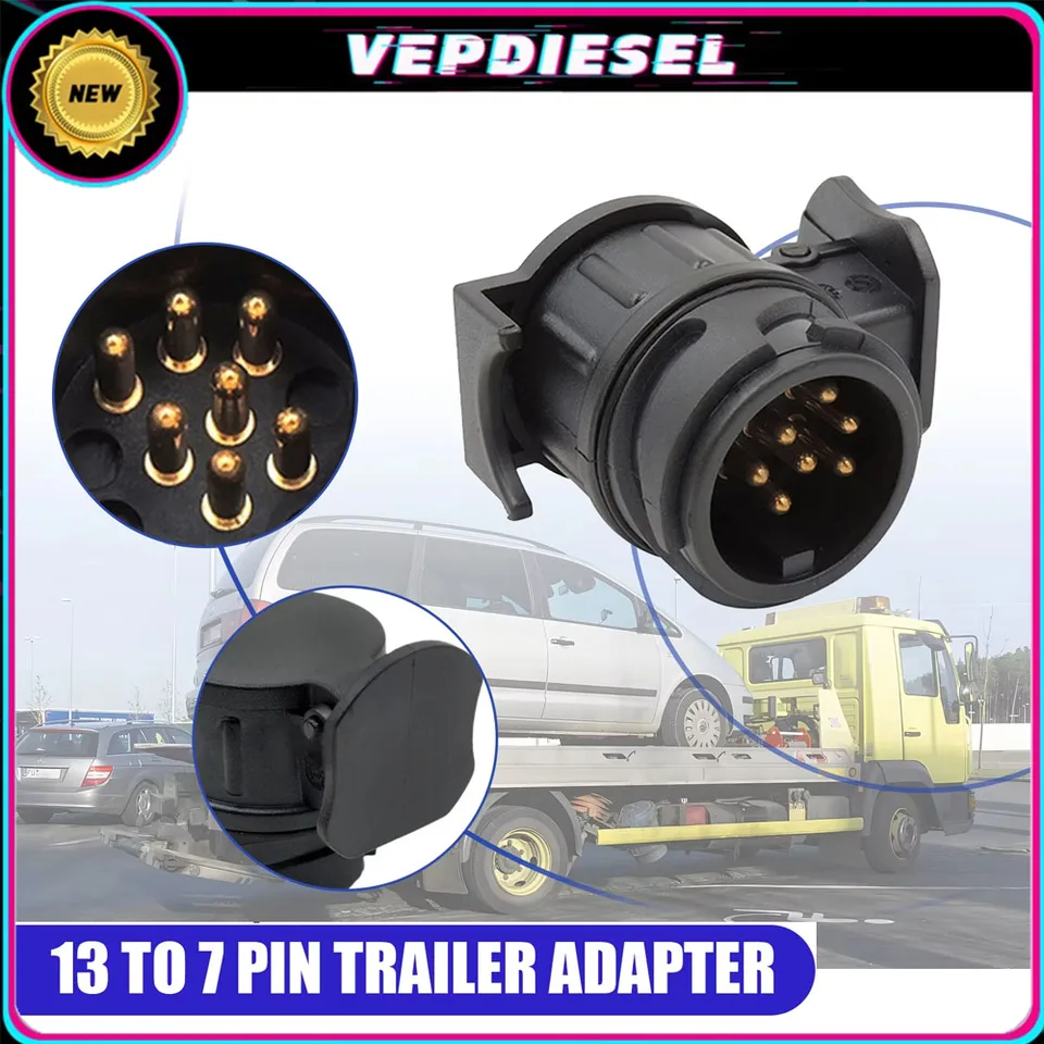 1P úplne nový 13 až 7 Pin Plug Car Caravan Electric Adapter Towbar Socket Connector pre európsky štandardný prevodník prívesu