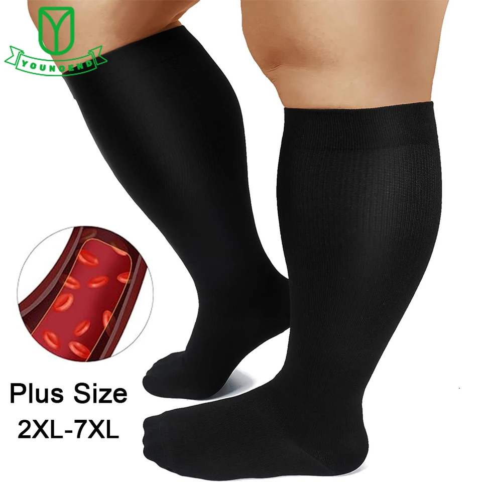 1Pair 20-30 mmHg Men a ženy plus veľkosť 2xl-7xl kŕče