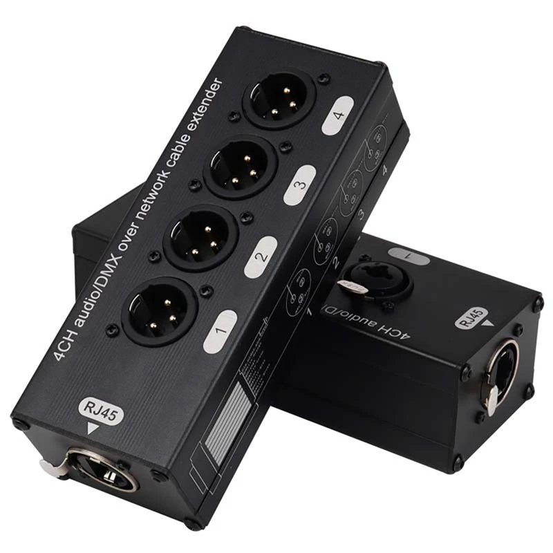1Pair 4-kanál 3-kolíkový XLR alebo 6,3 mm Audio a DMX cez predlžovanie sieťových káblov, DMX512 Sieťový signál Muž+ žena+ Žena