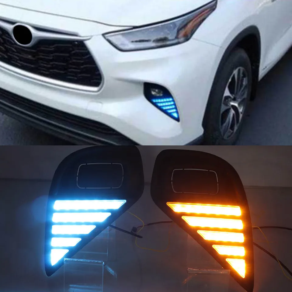 1Pair Auto LED svetlomety pre Toyota Highlander 2020 2021 LED denné svetlá Turn Signál DRL Denné svetlo Automatické hmly