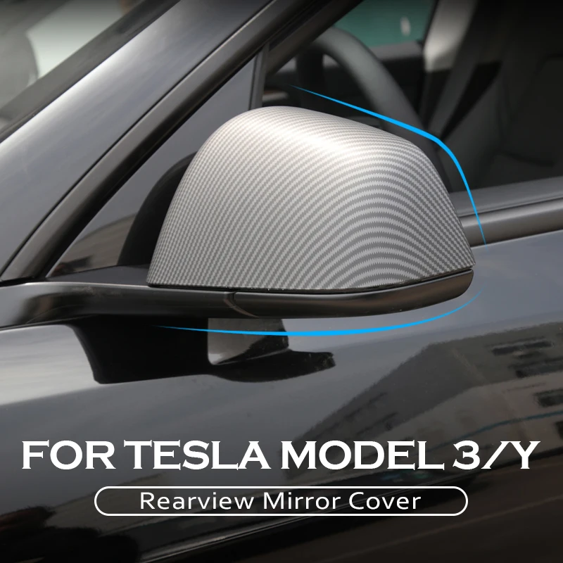 1pair bočné dvere spätné zrkadlové nálepky na zakrytie nálepiek dekoratívny štýl shellu príslušenstvo uhlíkové vlákno pre model Tesla 3 Y 2016-2024