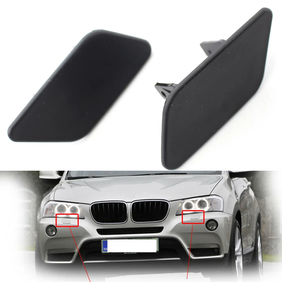 1Pair Car Front Bumper Svietiteľ Cover Washer Cap 5117261099 51117261100 pre BMW 2010 2012 2012 2013 2013 2014 X3 F25 ABS plast