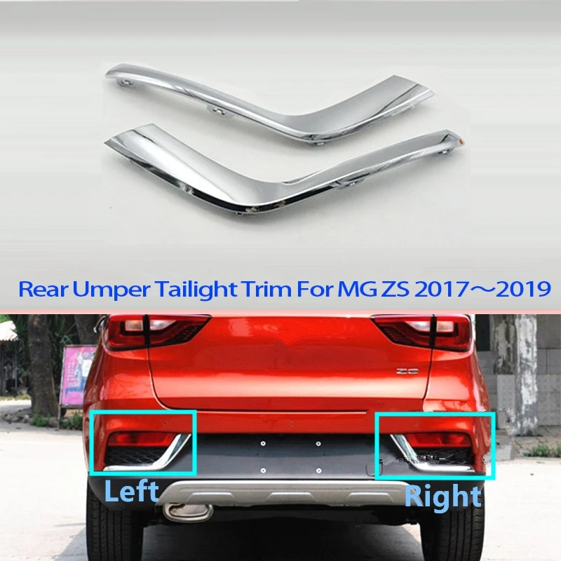 1Pair car zadný nárazník zadné obloženie hmlovej hmlovej hmlovej reflektore Svetlo Cover brzdový svetlo dekoratívny prúžok pre MG ZS 2017-2019