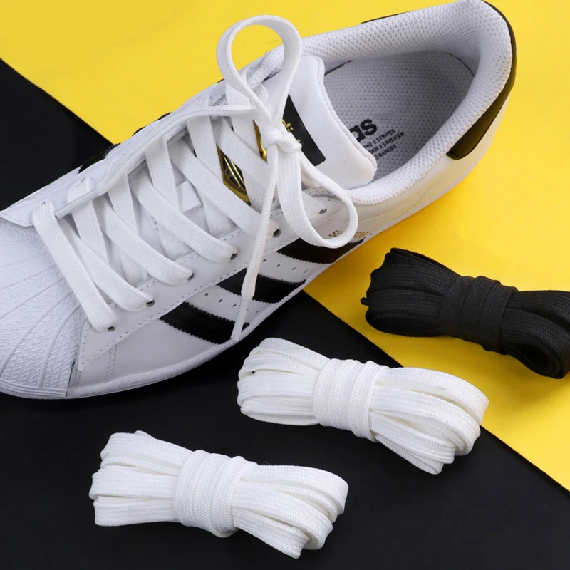 1Pair Classic Shoelaces Plochá čierna biela biela topánka Lace Double Lable Non-Slip Polyester Laces Casy Sport Shoestrings 100/110/140 cm