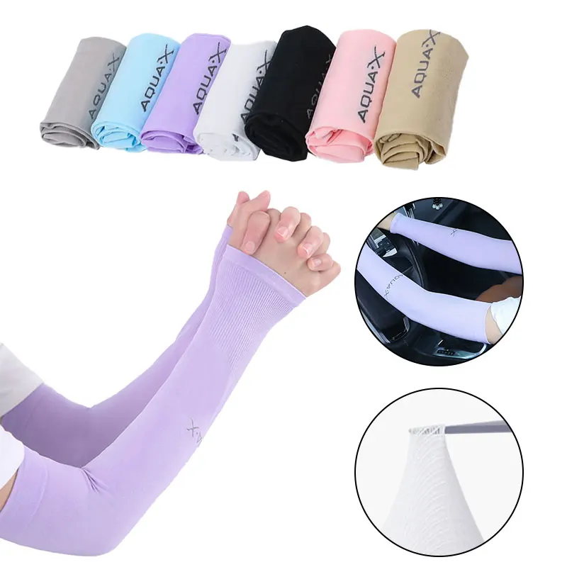 1Pair cyklistické ramená rukávov ľadová tkanina Anti-UV Sunkreen Running Cycling Ruckve Outdoor Sport Cycling Armers Warmers Men Ženy