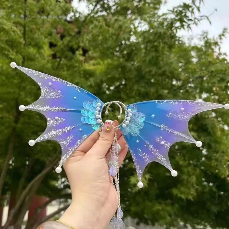 1Pair Fairy Tail Elf Pixie Angel Wing Long Tassel Ear Cuffs Ear Clip Party náušnice Cosplay šperky pre ženy