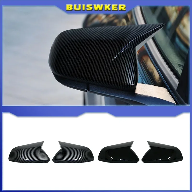 1Pair Glossy Black Black Fiber Farba rohového štýlu Spätné zrkadlové krytiny pre Ford Mustang 2015 2016 2017 2018 2019 2020