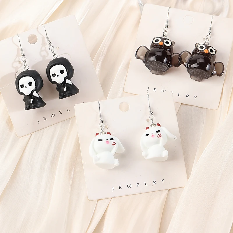 1Pair Halloween Žena viská náušnice 3D živice smrť Ghost Bat pre dievča narodeniny darček