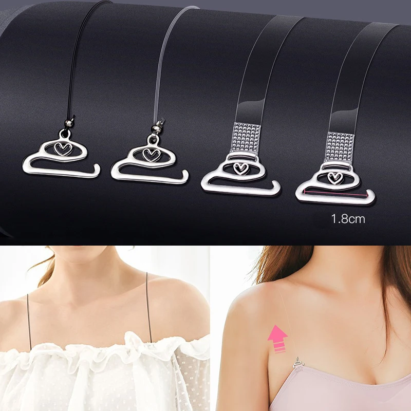 1pair letné ženy priehľadné podprsenky popruhy Silikónové podprsenky Príslušenstvo podprsenka Rameno Ramen Dámsky nastaviteľný háčik neviditeľné popruhy