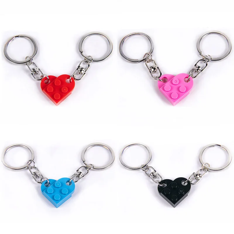 1Pair Love Heart Building Block Keychains pre páry Darček Ženy Muži Valentín Láska srdce Brick Key Ring Birthday Darčeky