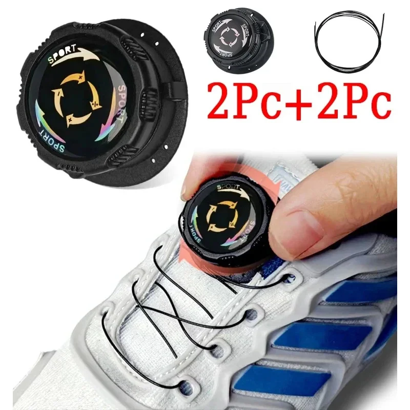 1Pair Metal Wivel Swivel Automatic Buckle Lope Stoe Shoelaces pre deti/dospelých bez kravaty šnúrky s rýchlym zámkom Shoestrings