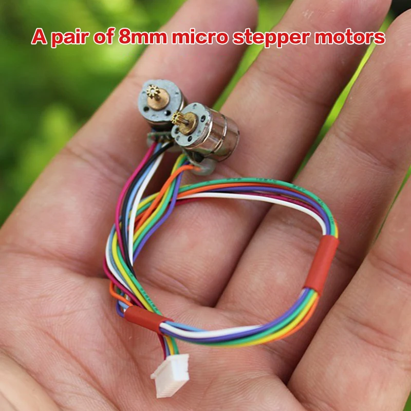 1Pair Mini Drobný 8 mm krokový motor 2-fázový štvordrazový krokový motor Micro Stepper Motor Malý elektrický precíznosť spojovací vodič