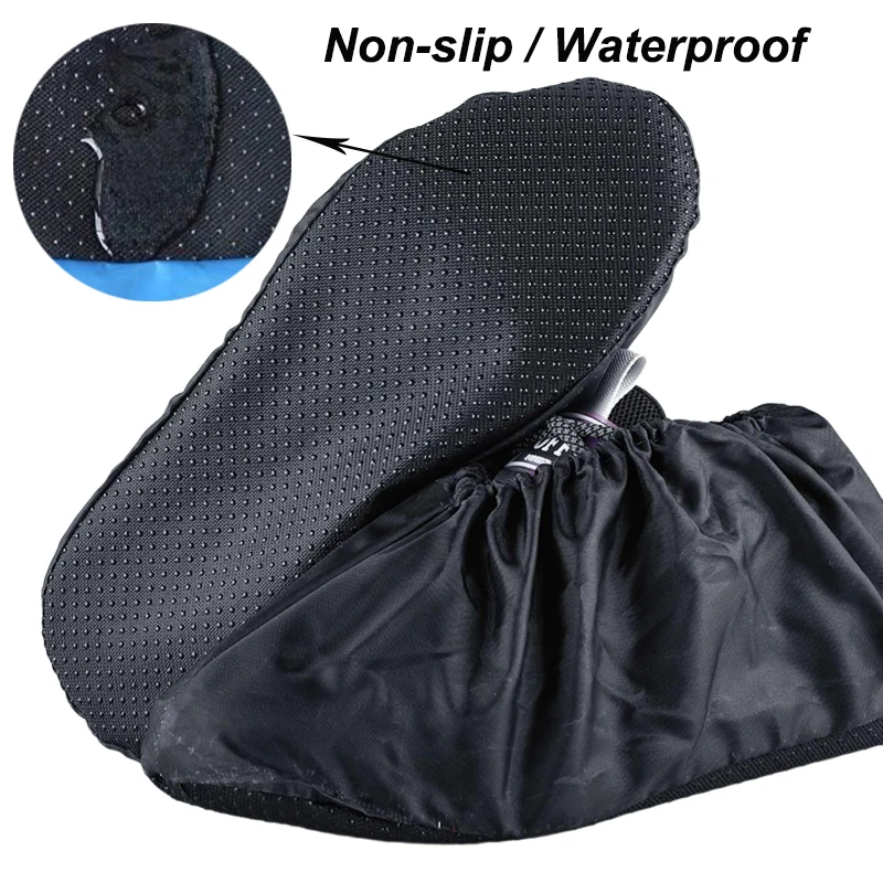 1Pair Nepremokavá nekĺzavá topánky poťahuje umývateľné vnútorné topánky Puzdro Uchovávajte podlahové čistenie Opätovné použiteľné elasticitné ochrancovia topánok
