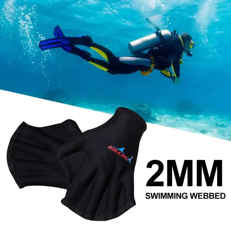 1Pair plavecké potápačské rukavice Vodná fitness vodná odolnosť Aqua Fit Paddle plávanie Webbed Training surfové rukavice bez prstov