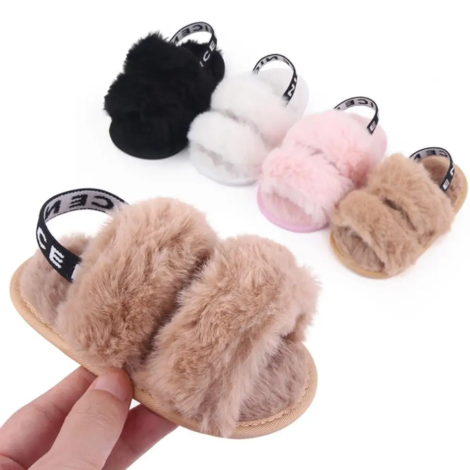 1Pair Plippers topánky Letter tlač načrtávajúce sa krásne neformálne detské sandále koralové fleece mäkké detské topánky vonkajšie zásoby
