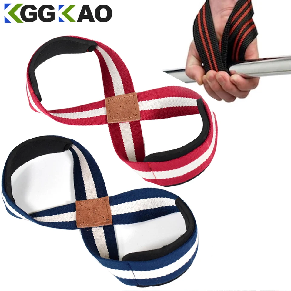 1Pair Polded Obrázok 8 Popruhy Deadlift Hmotnosť Zdvíhacie popruhy zápästia Popruhy Vedľajšie cvičenia Pull-Ups Horizontálna barová telocvičňa Fitness