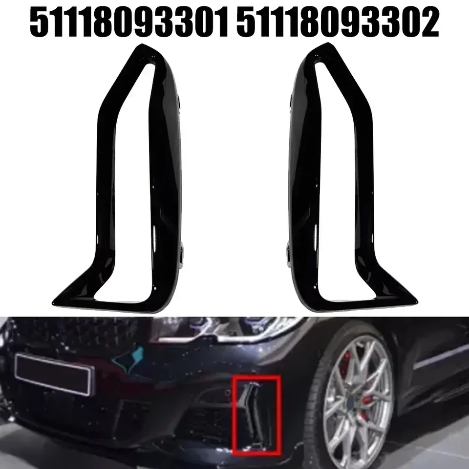 1Pair predný nárazník 51118093301 51118093302 ABS pre BMW 3 'G20 G21 M340i predný nárazník FOGH FOG LAMP ľavá mriežka čierna mriežka
