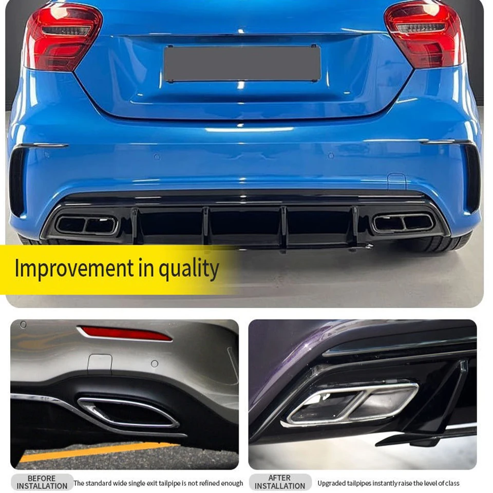 1Pair Quad výfukové špičky z nehrdzavejúcej ocele pre Mercedes-AMG A45 W176 CLA45 C117 2013-2018