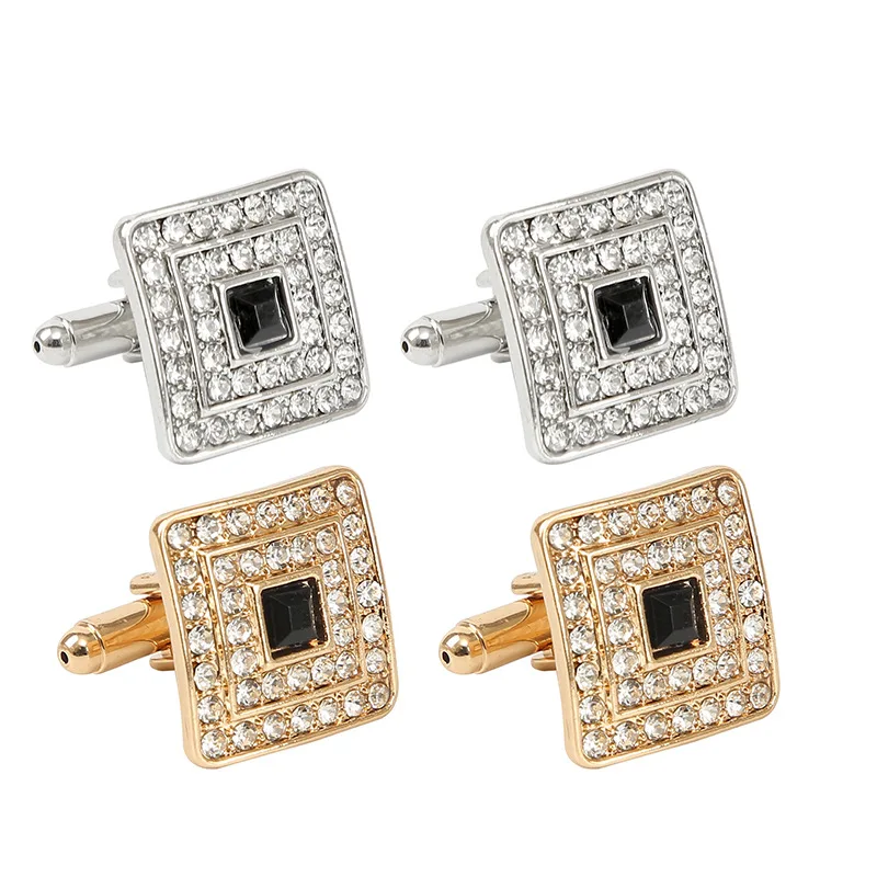 1Pair Square Man košeľa CuffLinks Copper Tie Clips & Cufflinks for Pánan luxusné svadobné hostí darčeky módne šperky Men manžety
