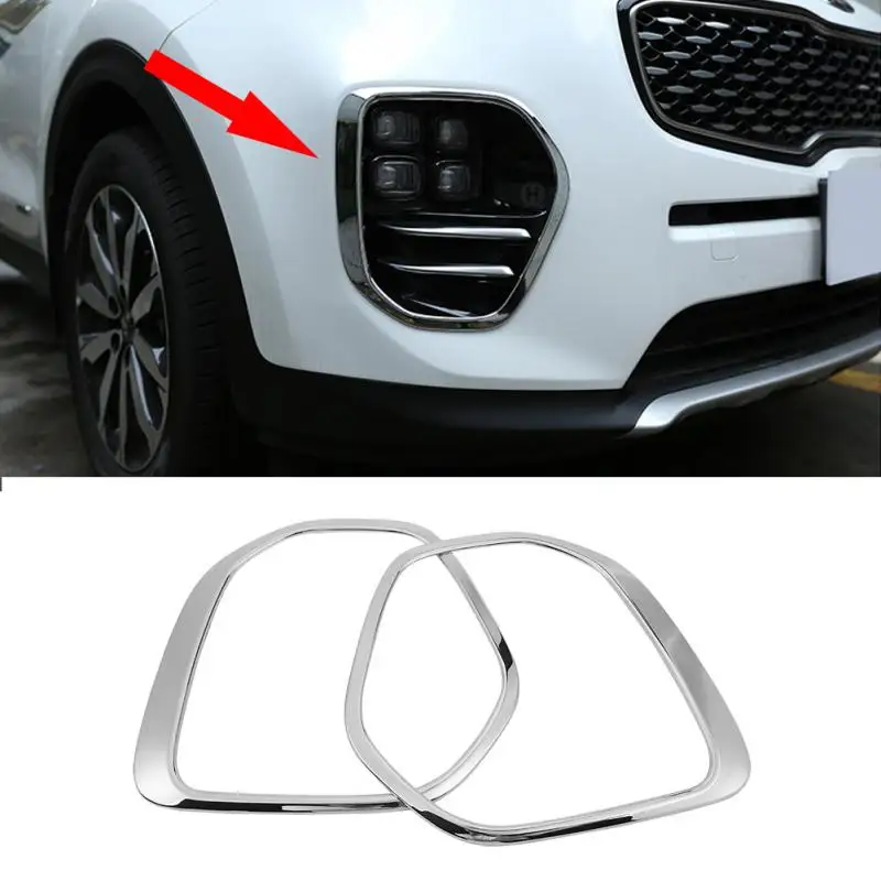 1Pair Strieborný chrómový chrómový predný hmlové hmlové svetlo svetlo krytu črep pre Sportage KX5 QL 2015 2016 2017 2017 2018 Styling auta