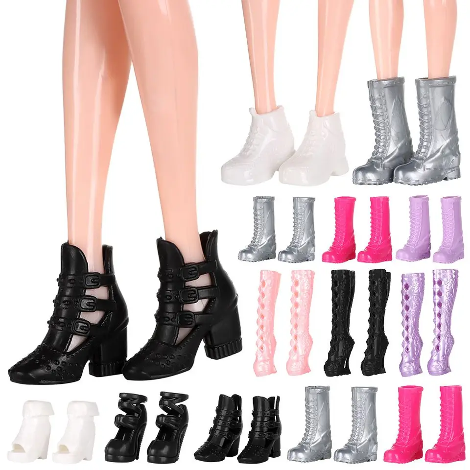1pair topánky pre bábiky dlhé kolená topánky vysoké podpätky Príležitostné tenisky Miniatúrne topánky pre dĺžku chodidla 2 cm Dolls Applower