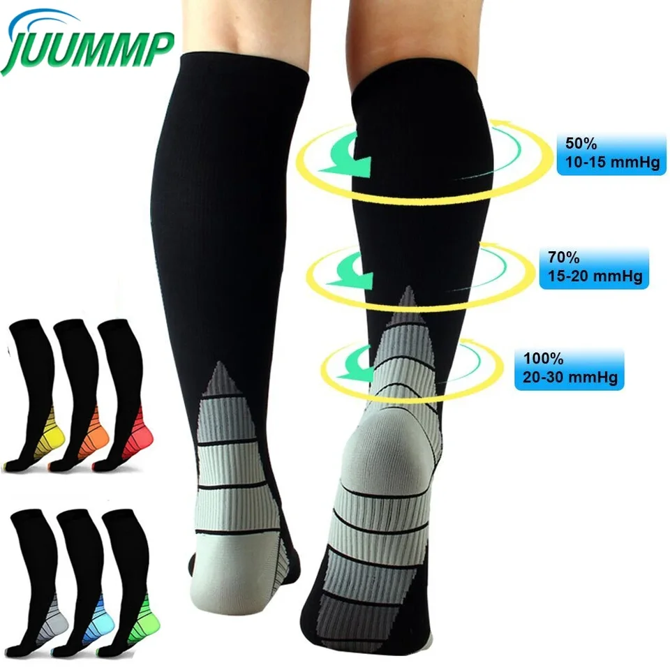 1pair unisex kompresné ponožky 20-30 mmhg - celodenné opotrebenie pohodlia vylepšené úľavu od toku krvi najlepšie pre cestovanie a šport