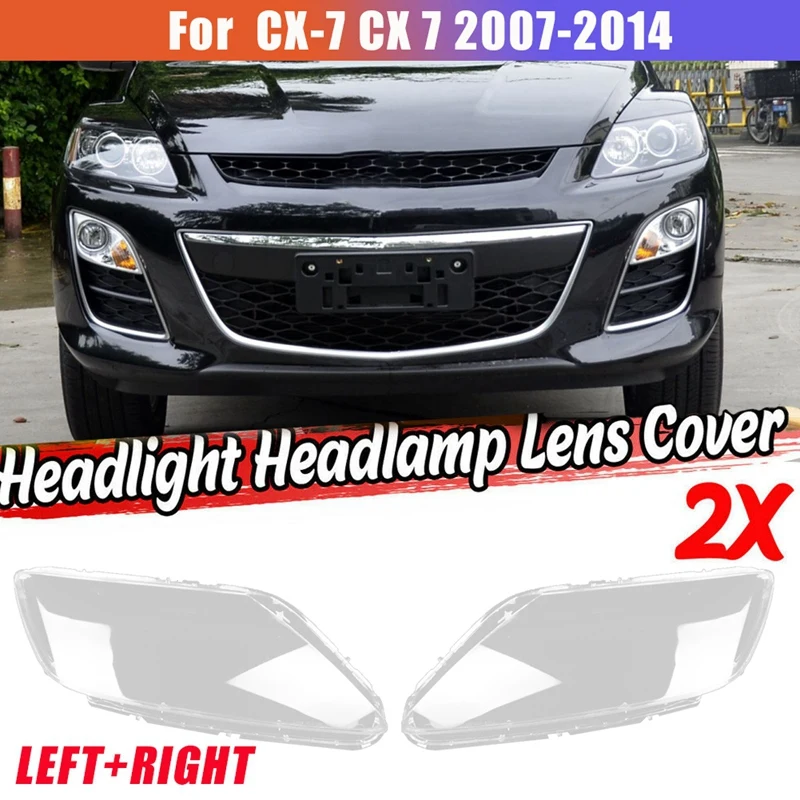 1Pair vľavo+pravý pre Mazda CX-7 CX 7 2007-2014 Objektív Svetlej šošovky vozidla Svetlo Light Lampsade predné svetlo škrupiny