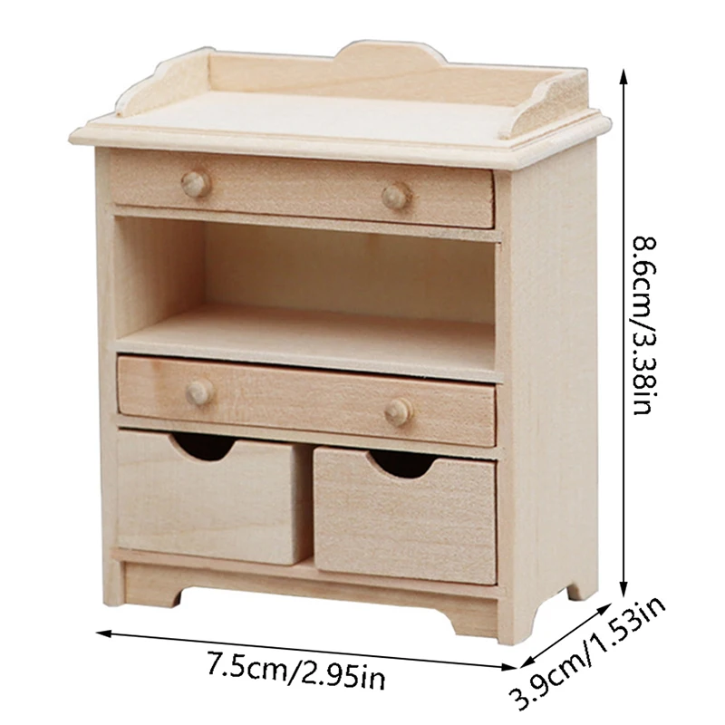 1PC 1:12 Dollhouse Miniatúrne drevené skrinky Skladovací stojan na nábytok Model hračky pre bábiky House Dekoration Príslušenstvo