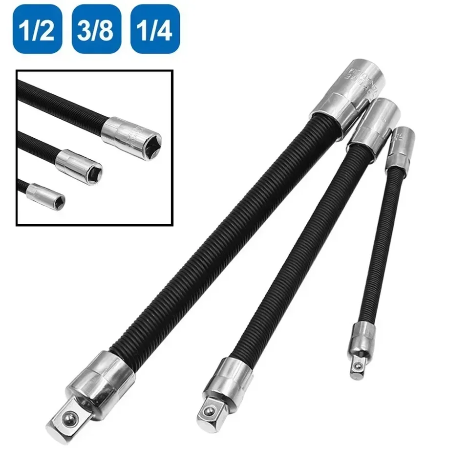 1pc 1/4 3/8 1/2 Flexibilné predlžovacie barové adaptér s dĺžkou Dlhý zásuvkový prút s krútiacim momentom Ratchet Rathet Wrench Wrench