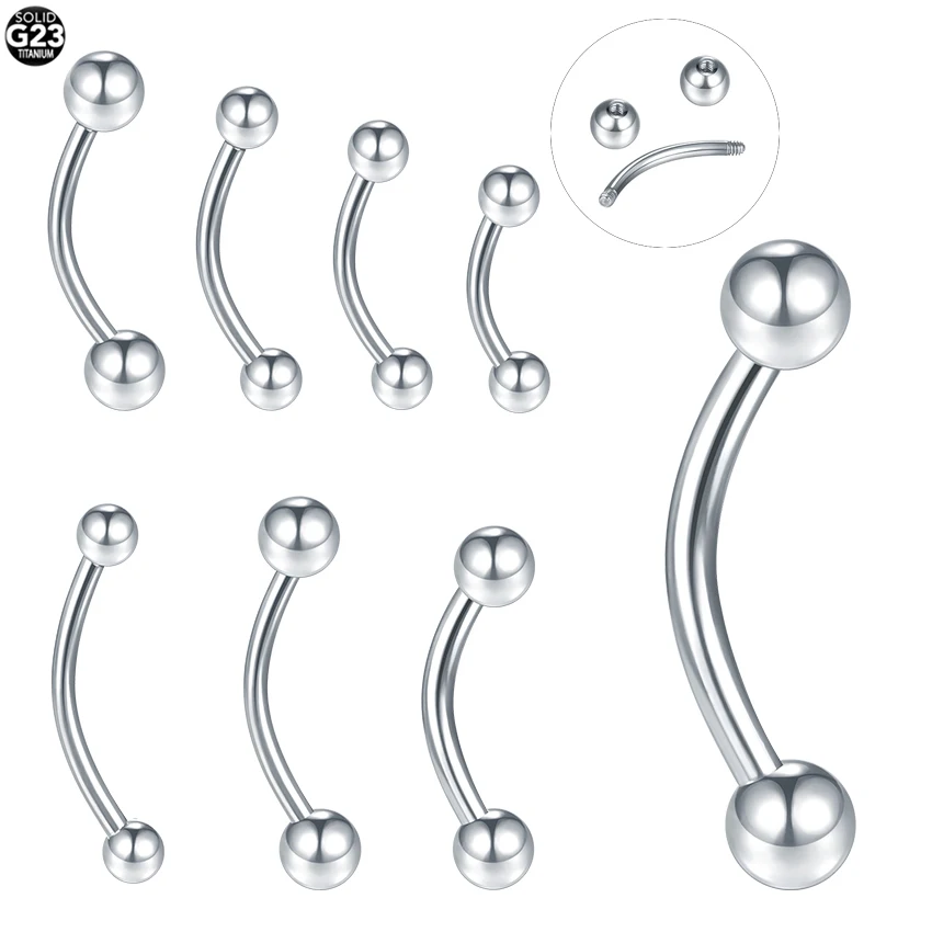 1pc/10ks titánový obočie pre ženy pre ženy zakrivené banánové činky brušné pery prsteň chrupavky Tragus helix náušnice šperky